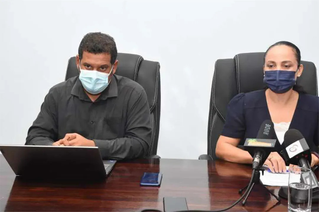 ASP chief executive Brenda Morin and Mr Palit, director general for economic planning (Photo: Louis Toussaint)